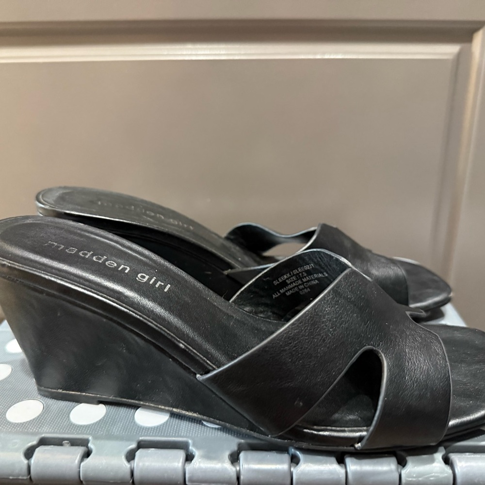 Madden Girl Sleek Black Wedge Sandals